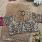 Glass Tissue Golden Blouse with Multicolor Sequin Embroidery