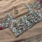 Glass Tissue Golden Blouse with Multicolor Sequin Embroidery