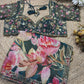 Banarasi Tissue Green Dark Blouse with Pink-Gold Floral Embroidery
