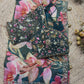 Banarasi Tissue Green Dark Blouse with Pink-Gold Floral Embroidery