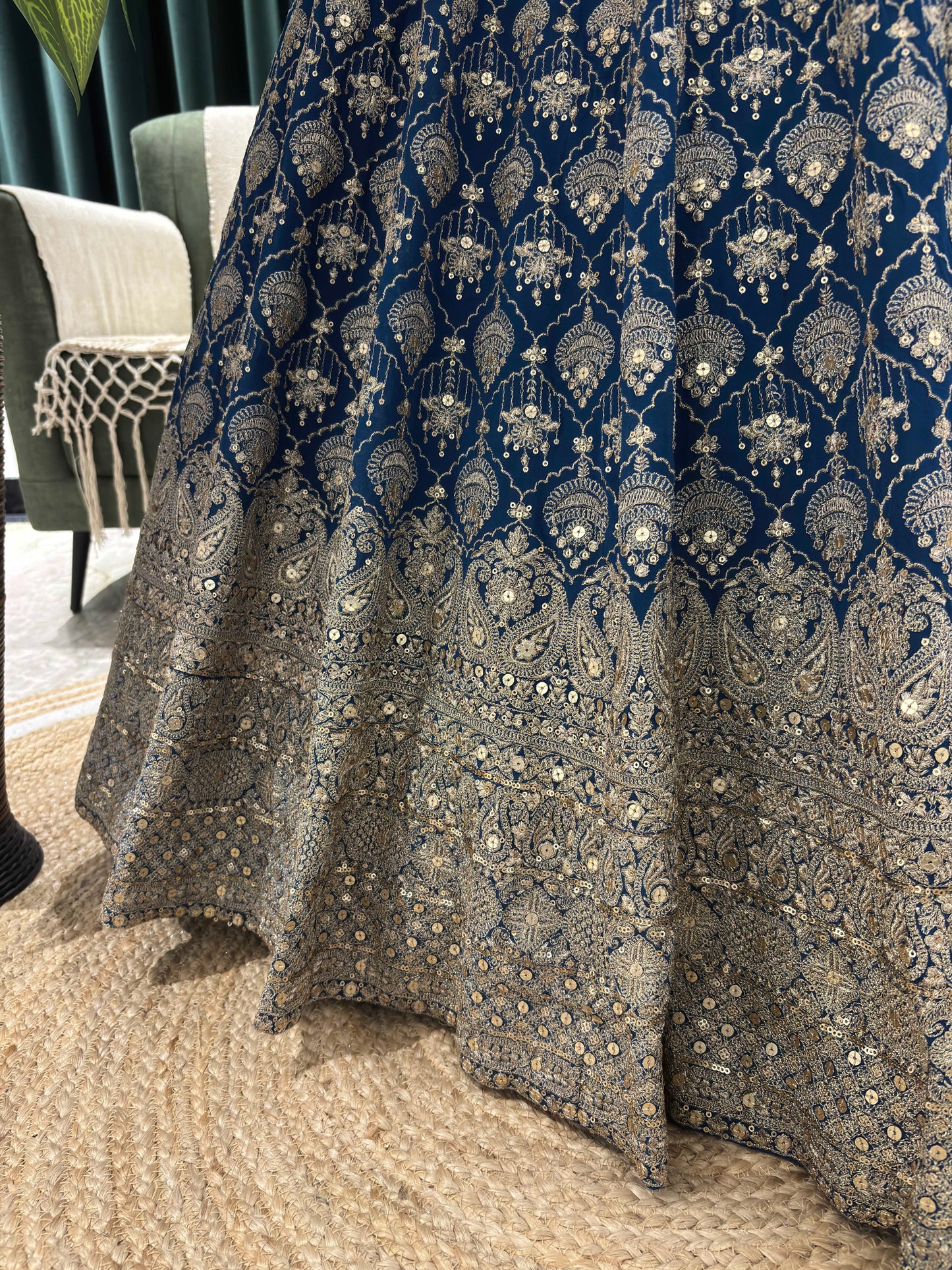 Grand Embroidered Lehenga Set with Zari & Beadwork Detailing