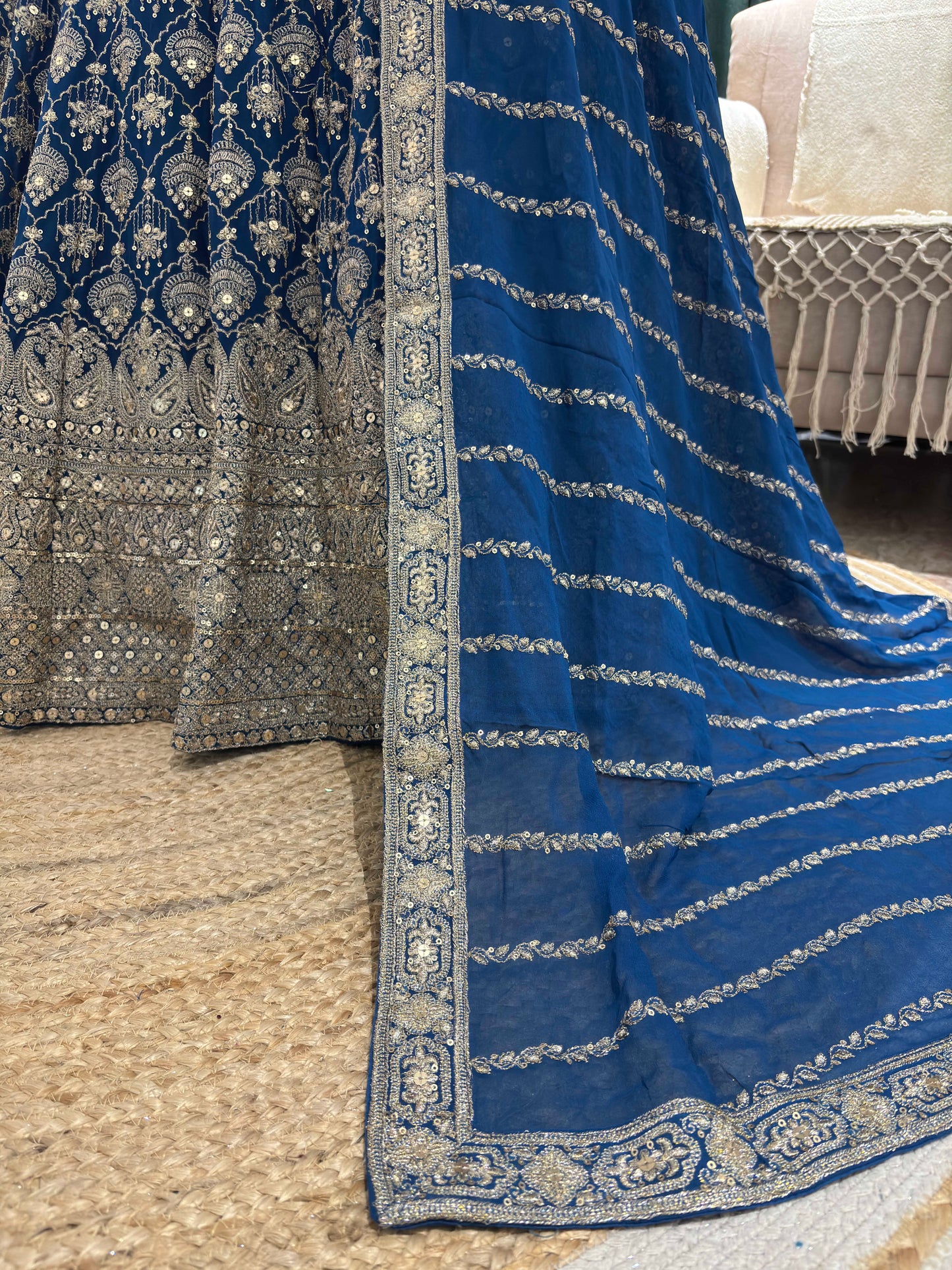 Grand Embroidered Lehenga Set with Zari & Beadwork Detailing