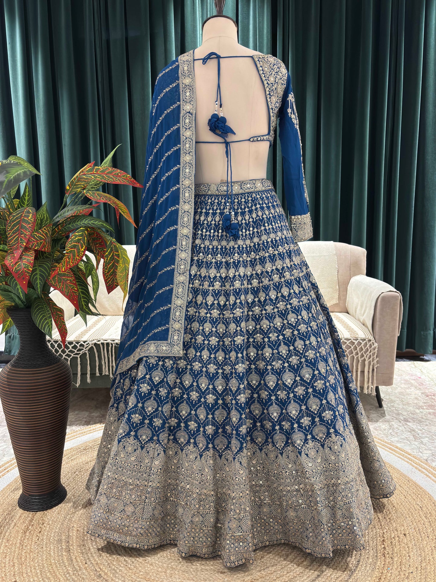 Grand Embroidered Lehenga Set with Zari & Beadwork Detailing