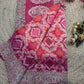 Khaddi Georgette Rani Colour Saree with Silver Floral Embroidery