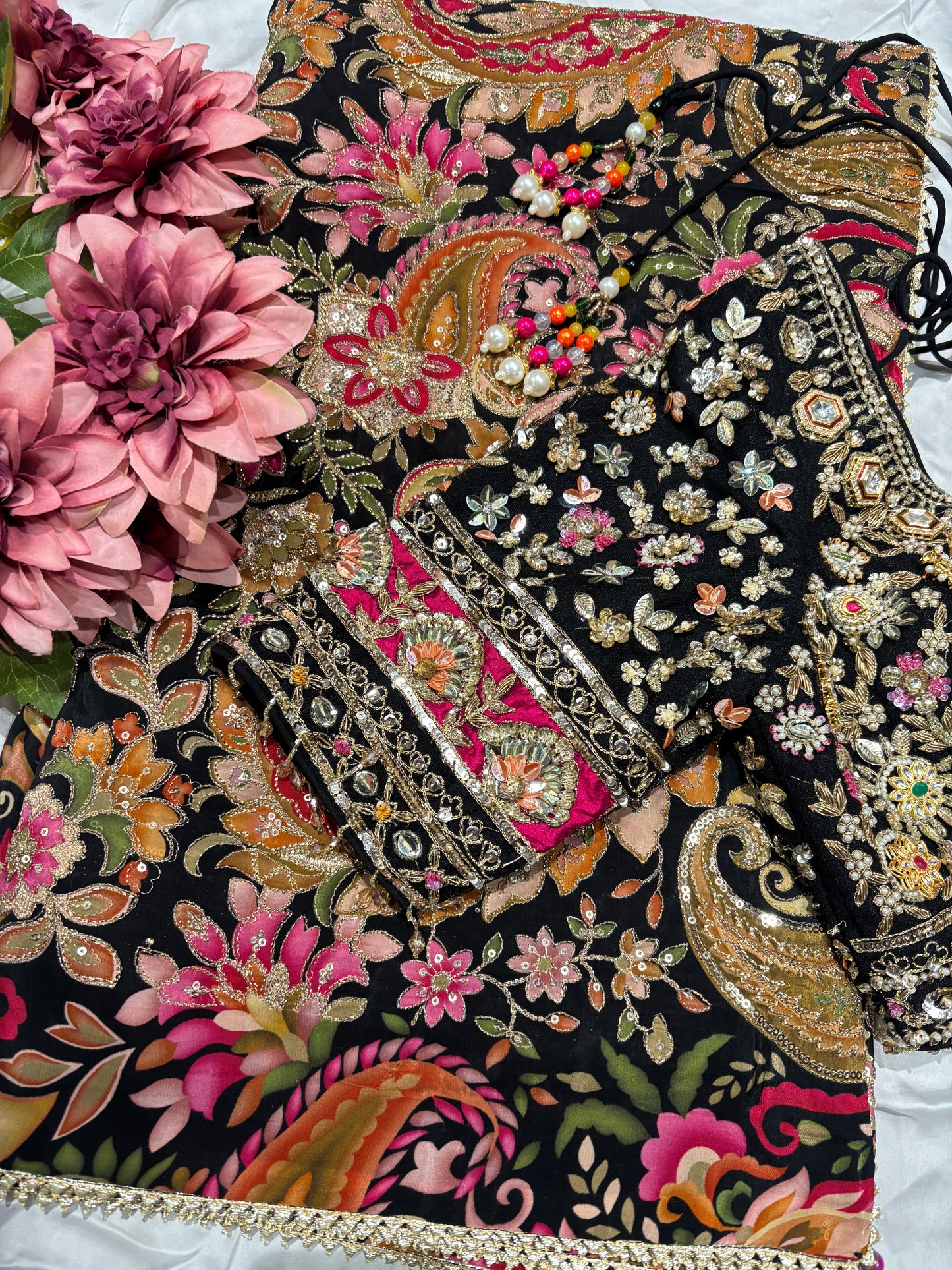 Black Zari Embroidered Designer Wedding Festive Saree