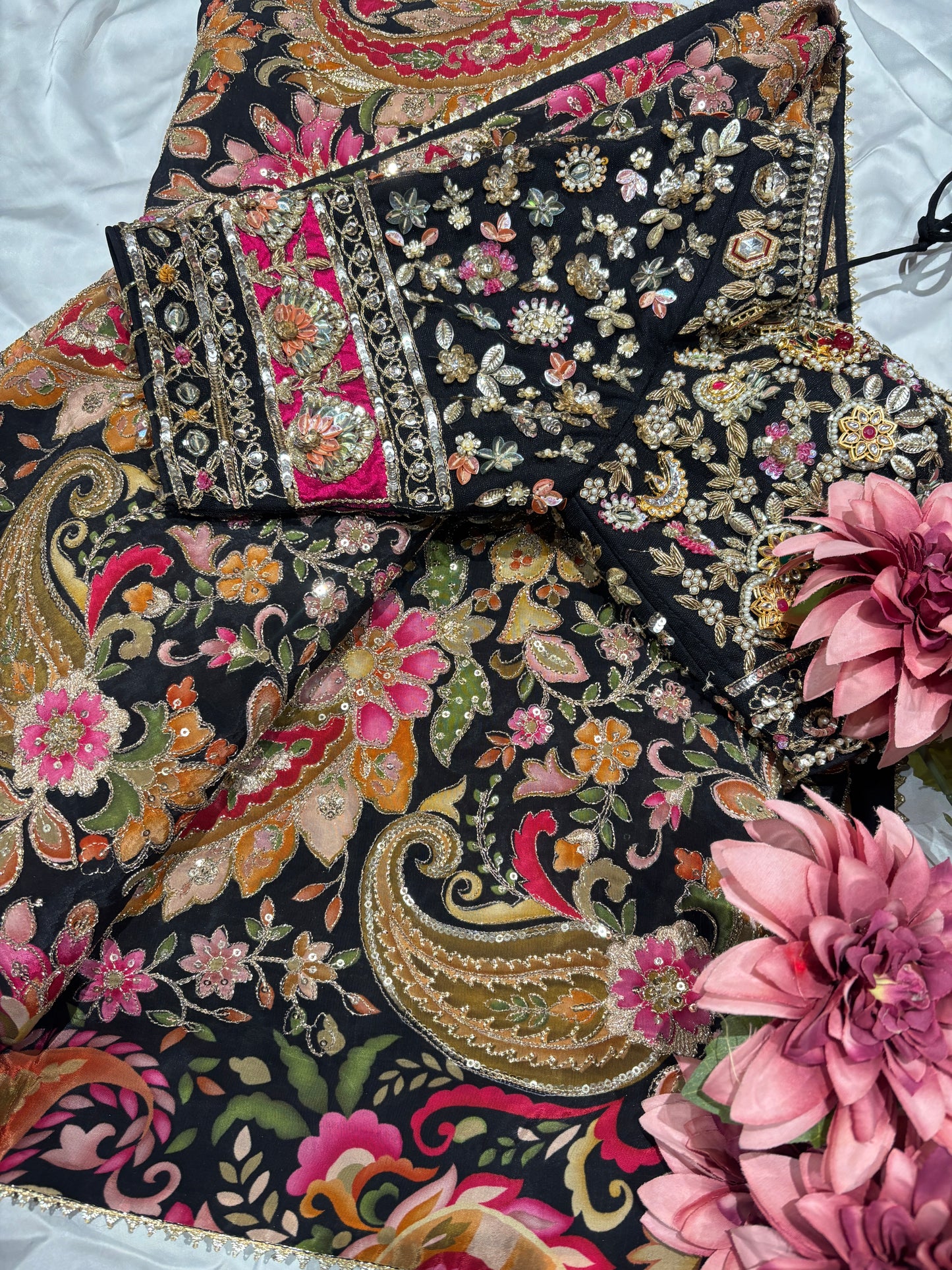 Black Zari Embroidered Designer Wedding Festive Saree