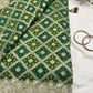 Green Pure Khaddi Georgette Saree with Golden Floral Embroidery