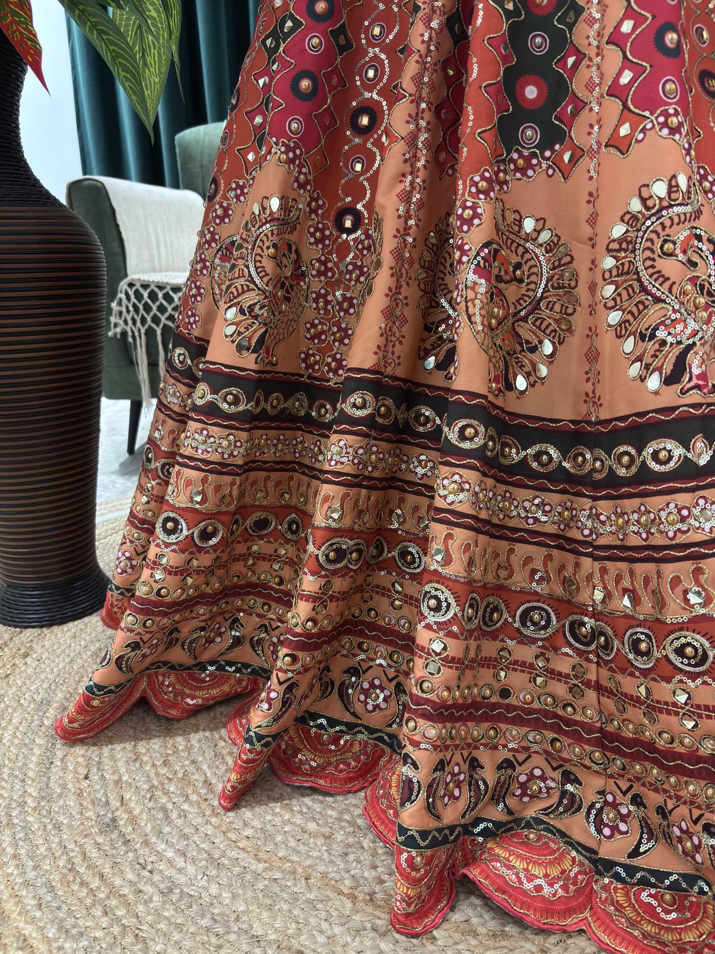 Rose Gold Lehenga Set with Sweetheart Choli & Polka Dot Dupatta