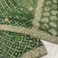 Green Pure Khaddi Georgette Saree with Golden Floral Embroidery