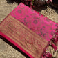 Rani Pink Banarasi Patola Silk Saree with Antique Gold Zari Floral Weaving