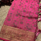 Rani Pink Banarasi Patola Silk Saree with Antique Gold Zari Floral Weaving