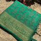 Emerald Green Banarasi Patola Silk Saree with Antique Gold Zari Weaving