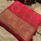 Crimson Red Banarasi Patola Silk Saree with Antique Gold Zari Weaving
