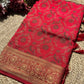 Crimson Red Banarasi Patola Silk Saree with Antique Gold Zari Weaving
