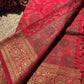 Crimson Red Banarasi Patola Silk Saree with Antique Gold Zari Weaving