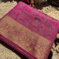 Fuchsia Pink Patola Banarasi Silk Saree with Antique Gold Zari Weaving