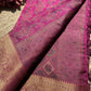 Fuchsia Pink Patola Banarasi Silk Saree with Antique Gold Zari Weaving