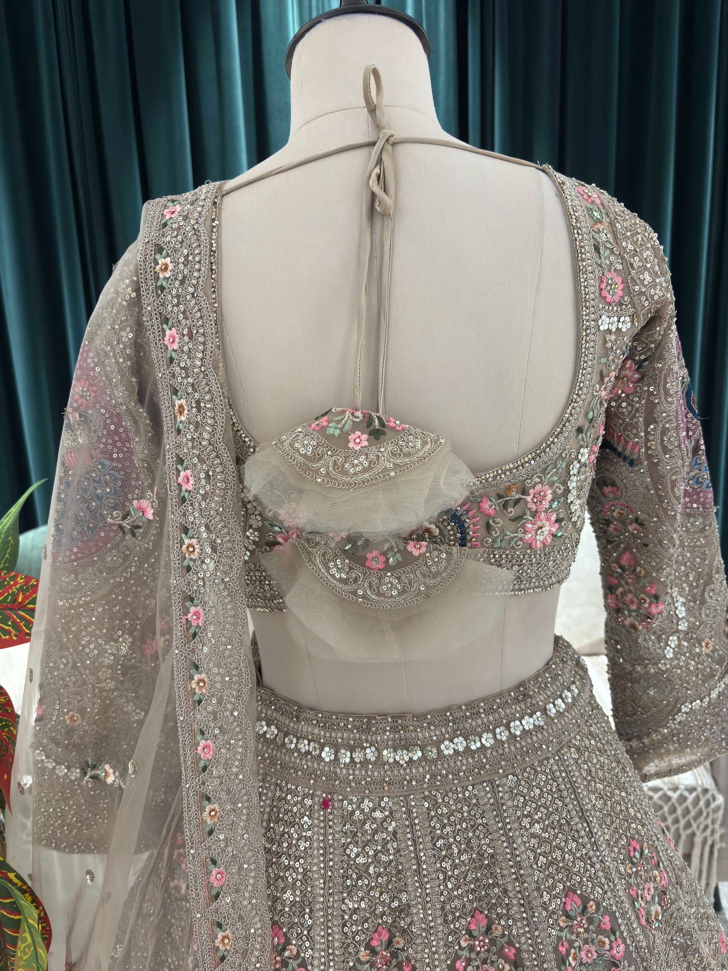 Regal Golden Embroidered Lehenga with Floral & Peacock Zari Work