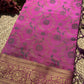 Magenta Pink Banarasi Patola Silk Saree with Antique Gold Zari Floral Weaving