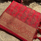 Scarlet Red Banarasi Patola Silk Saree with Antique Gold Zari Weaving