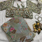 Crepe Saree Ornate Blouse with Mirror and Sequin Embroidery