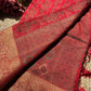 Scarlet Red Banarasi Patola Silk Saree with Antique Gold Zari Weaving