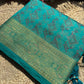 Turquoise Blue Banarasi Patola Silk Saree with Antique Gold Zari Weaving