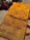 Yellow Patola Banarasi Silk Saree with Gold & Green Zari Weaving