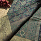 Grey Banarasi Patola Silk Saree with Antique Gold & Green Zari Weaving