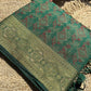 Emerald Green Banarasi Patola Silk Saree with Antique Gold & Red Zari Weaving