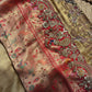Antique Gold & Red Peacock Embroidered Bridal Saree With Dupatta