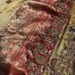 Antique Gold & Red Peacock Embroidered Bridal Saree With Dupatta
