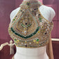 Shimmer Tissue Golden Lehenga Choli with Gemstone Embroidery