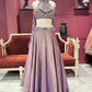 Shimmer Tissue Lavender Lehenga with Gemstone Halter Blouse