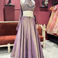 Shimmer Tissue Lavender Lehenga with Gemstone Halter Blouse