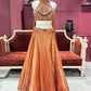 Shimmer Tissue Bronze Lehenga with Ornate Halter Blouse
