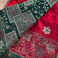 Red & Emerald Green Banarasi Silk Saree with Floral Zari Weaving