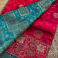 Rani Pink & Turquoise Blue Banarasi Silk Saree with Floral Zari Weaving