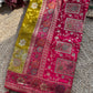 Mehendi Green & Rani Pink Banarasi Silk Saree with Floral Zari Weaving