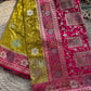 Mehendi Green & Rani Pink Banarasi Silk Saree with Floral Zari Weaving
