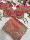 Khaddi Georgette Saree Gold-Silver Embroidery With Designer Blouse