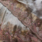 Silver & Antique Gold Designer Silk Saree with Peacock Handwork