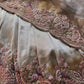 Silver & Antique Gold Designer Silk Saree with Peacock Handwork