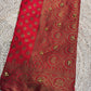 Red Banarasi Georgette Saree with Gold Zari & Bead Embellishments
