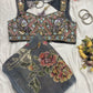 Crushed Tissue Gray Floral Print Sarees With Designer Blouse