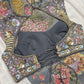 Crushed Tissue Gray Floral Print Sarees With Designer Blouse