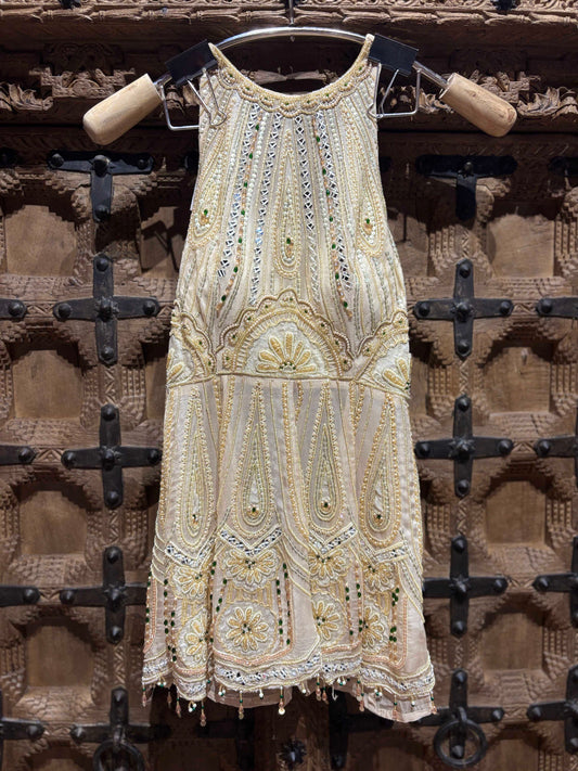 Ivory Pearl Embellished Peplum Garara Set with Dupatta