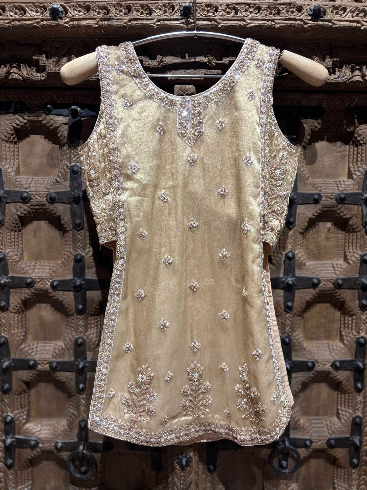 Champagne Gold Embroidered Kurti & Palazzo Set