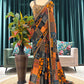 Multicolor Patchwork Printed Saree With Golden Border