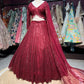 Wine Maroon Sequin Embroidered Non Bridal Lehenga Set